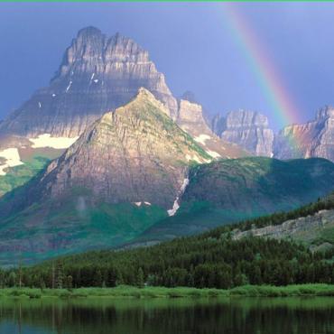Mountain with rainbow Glacier NP MT