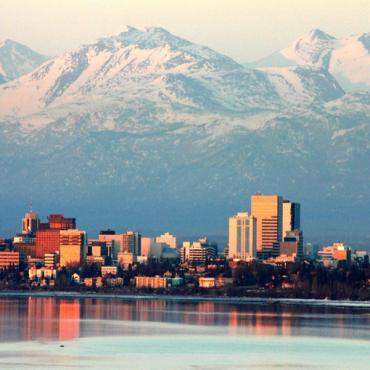 Anchorage skyline and mountains AK